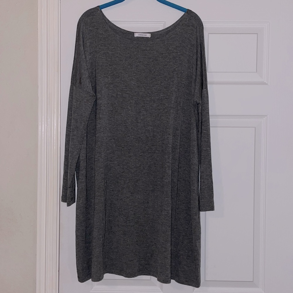 Cherish Gray Long Sleeve Dress